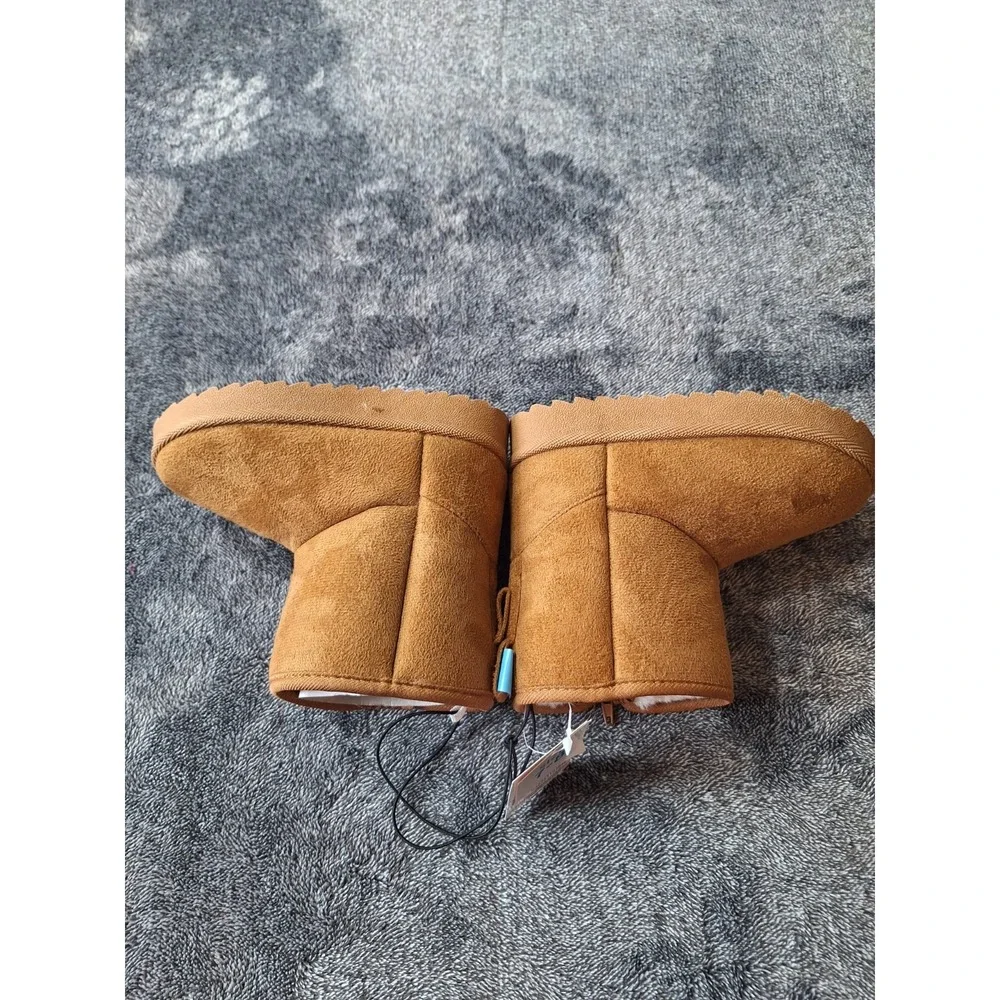 2‎ Pair Faux Suede Boots Girls 7/8 Brown Black Side Zip Lined Cozy Comfort Style